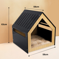 Maison pour animaux de compagnie en bois carrée moderne, design fabricant, pour chat et chien, 58x58x63cm, respirante, élégante, économique et sûre