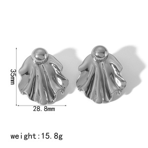 Stainless Steel <b>Stud</b> Earrings Fan Shape Gold <b>Silver</b> Color Fashion Jewelry For Women TE6590 - Product Image 5