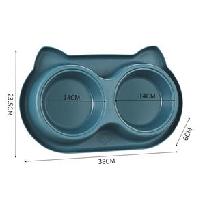 Bebedero Doble para Mascotas de Acero Inoxidable con Base Antideslizante y Protector de Cuello - Product Image 4