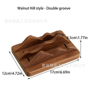 Wooden Desk Phone <b>Stand</b> Double Groove Storage Rack <b>For</b> <b>Tablet</b> And Mobile Phone Home Office Use - Product Image 4
