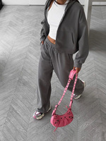 Ensemble de survêtement deux pièces à capuche pour femme, collection automne 2026, veste zippée à manches longues et pantalon de sport décontracté assorti