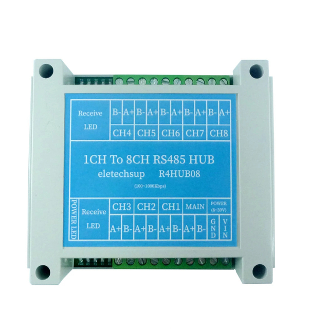 8 Port RS485 Hub Industrial Grade 485 Bus Repeater Serial Port Signal Amplifier 100-1000Kbps