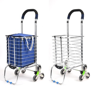 JieLai Escalier pliant Escalier chariots d'épicerie sur <span class=keywords><strong>6</strong></span> <span class=keywords><strong>roues</strong></span> Chariot portable <span class=keywords><strong>à</strong></span> double usage - Product Image 2