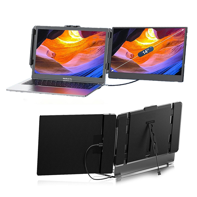 S1 14-Inch Portable USB-C IPS LED Monitor Dual Extender for MAC Win PC for Gaming & Working Portable USB-C Monitor Laptop