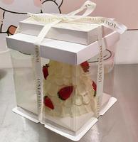 Boîte d'emballage de gâteau en plastique transparent carrée en gros, boîte de gâteau de boulangerie de mariage, boîte transparente