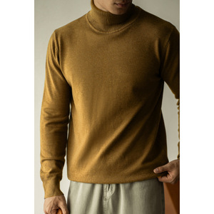 High Quality Knitted Custom Design <strong>Turtleneck</strong> <strong>Mens</strong> Fitted <strong>Black</strong> Plain Wool Lyocell Knit Sweater - Product Image 3