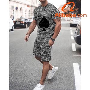 ชุดกีฬาแขนสั้นผู้ชาย,เสื้อยืด + กางเกงขาสั้นพิมพ์ลายแบบกำหนดเองชุด2ชิ้นชุดกีฬาลำลองเสื้อผ้าผู้ชายสำหรับฤดูร้อน - Product Image 4