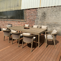 Ensemble table et chaises de salle à manger d'extérieur moderne Hangkai, structure en alliage d'aluminium thermolaqué, rotin PE, coussins imperméables, écologique