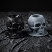 Gobelets en silicone réutilisables en forme de cœur et de crâne, sans BPA, pour encre de tatouage, avec base, couleurs personnalisables