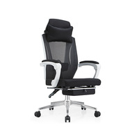 Chaise de bureau ergonomique moderne à dossier haut en maille avec repose-pieds, support lombaire, accoudoirs fixes, inclinable, pour gaming et ordinateur