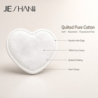Tampons démaquillants en coton en forme de cœur 6,8x5cm, pur coton matelassé, bord perforé, sans fluorescent, taille personnalisée, logo OEM, tampons pour le visage