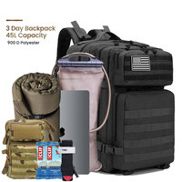 Sac à dos tactique 45L en polyester Oxford 900D, étanche, avec fermeture éclair, système Molle personnalisé, pour la randonnée, la chasse et les activités de plein air
