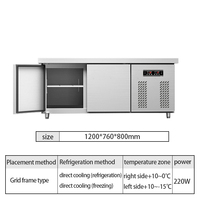 Congélateur professionnel sous comptoir à 2 portes, double température, avec dégivrage automatique et refroidissement direct pour la viande