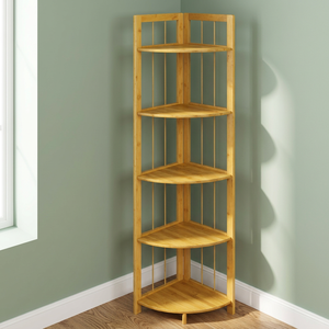 Organisateur d'angle moderne en bambou de qualité supérieure, 5 étagères, 130x30cm, fabriqué en Turquie - Product Image 2