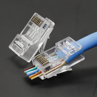 Conector RJ45 Pasante para Cable Ethernet Cat5e/Cat6, Enchufe Modular con Carcasa Transparente y Contactos de Cobre