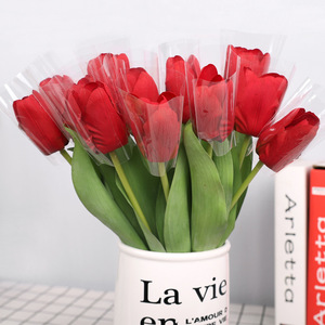 Fleurs de tulipes artificielles jaunes, oranges, roses, au toucher naturel, décoratives pour la maison, cadeau de mariage QH0154 - Product Image 2