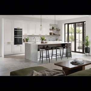 Vente chaude, armoires de cuisine en bois shaker blanc sur mesure, style américain moderne, design d'armoire de cuisine avec îlot - Product Image 4