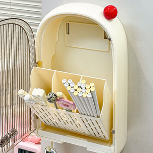 Creamy Chopstick Holder Wall Mounted Plastic Draining Rack Oval Shape Hanging Kitchen Storage Organizer - Product Image 2