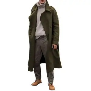 Бесплатная доставка новейший дизайн шерстяное Пальто приталенное однобортное длинное зимнее Мужское пальто для мужчин