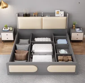 높은 상자 보관 1.8m 마스터 침실 퀸 침대 1.5 작은 간단한 웨딩 침대 수용 가벼운 럭셔리 현대 더블 침대