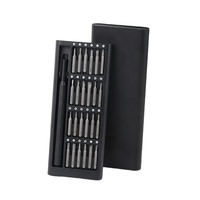 Ensemble de tournevis électriques magnétiques de précision pour téléphone portable, 25 en 1, avec étui en métal, poignée en alliage d'aluminium, pratique