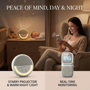 Moniteur audio numérique portable pour bébé avec fonction talkie-walkie et veilleuse projecteur étoiles - Vente en gros usine - Product Image 4