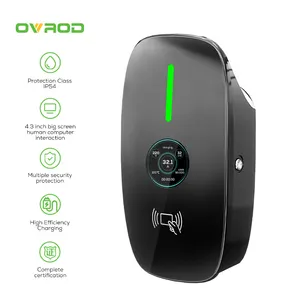 Ovrod OEM ODM 7kW 11Kw 22Kw xe điện EV sạc loại 2 AC tường Hộp nhà EV Trạm Sạc với 4.3 inch LCD hiển thị