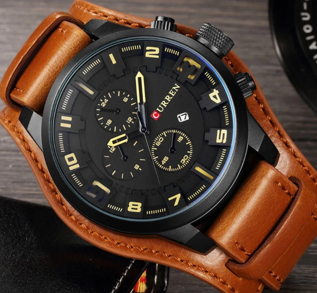 Fashion Men's Curren 8250 Brand Luxury Luminous Watch Calendar Leather Waterproof Quartz Watch Sport Wristwatch Male