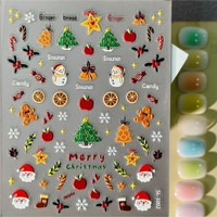 Autocollants de Noël 2026 pour Ongles, Motifs Dessin Animé 3D Flocons de Neige, Décalcomanies Flocons de Neige, Père Noël Rouge, Ultra-Fins, Sans Soudure, Enveloppements d'Ongles, Vente en Gros