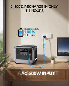 สถานีไฟฟ้าพกพา 500W 700W น้ำหนักเบา แบตเตอรี่ LFMP สำหรับใช้งานกลางแจ้งและตั้งแคมป์ - Product Image 2
