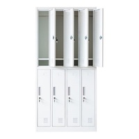 Casier de rangement métallique durable pour vestiaire de salle de sport, armoire à vêtements en acier à compartiments pour hôpital et dortoir