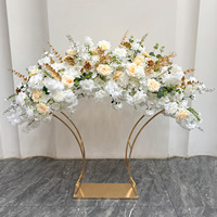 Table de mariage à étagères courbes, ensemble de décoration florale avec rangée de roses suspendues, doré, pour décoration de salle d'exposition et de fenêtre, pur style