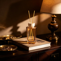 Bouteille en verre transparente vide de qualité supérieure, longue et carrée, avec bouchon à vis, pour diffuseur de roseaux, huile d'aromathérapie, 300 ml, usage domestique