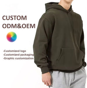 High Quality Stringless Pullover Anti-shrink <b>Thick</b> <b>Fleece</b> Oversize Loose Solid Color Cropped Hoodie Plus Size Men's Hoodies - Product Image 3