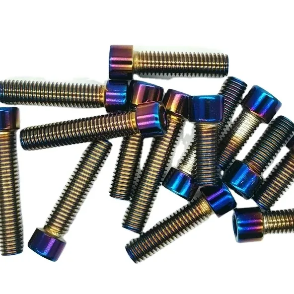 Free samples Burned Titanium Screw Stainless Steel Hexagon Rainbow Screw Motorcycle Bicycle Modified Cylindrical Head Nut M5X16