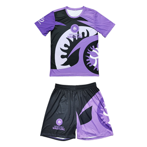 Ensemble de lutte personnalisé pour hommes, t-shirt et short en tricot, sublimation intégrale, ensemble sportif international 2 pièces - Product Image 1