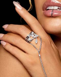 2025 נשים חדשות מצופה זהב אצבע תכשיטים גיאומטריים 5 א חניה cz ערימה cz - Product Image 5