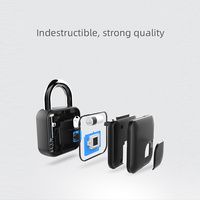 Serrure rectangulaire en fer à empreintes digitales, verrou dentaire bleu, application mobile avec empreinte digitale