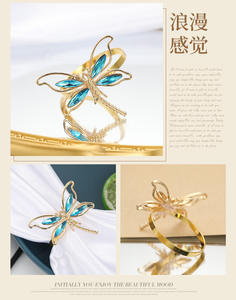 Anneau de serviette créatif en forme de <span class=keywords><strong>libellule</strong></span> bleue fraîche, exquis, haut de gamme, pour restaurant, hôtel, table, mode, luxe léger, en alliage de fer, en stock - Product Image 6