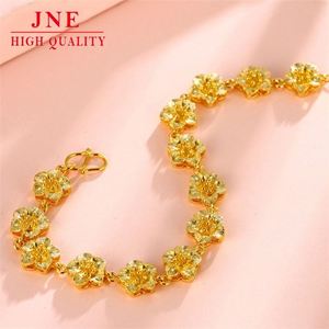 Oro del Vietnam si innamorano del braccialetto di fiori di pesco da donna 24K placcato <span class=keywords><strong>in</strong></span> oro placcato oro regalo 3d braccialetto fortunato <span class=keywords><strong>in</strong></span> oro duro - Product Image 3
