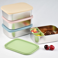 Nouvelle boîte à lunch bento en acier inoxydable 2026 avec couvercle plat, réutilisable, étanche, 3 compartiments, sans BPA, grande taille, pour enfants