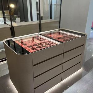 Modern Luxury Villa Home Bedroom Cloakroom Modular Open Walk in Glass Door Solid Wood Design Custom - Product Image 2