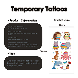 Tatuaggi Temporanei per Bambini: Adesivi Animali dello Zoo e Farfalle per Viso e Corpo, Accessori alla Moda per Feste - Product Image 3