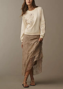 Sweat-shirt unisexe personnalisé 100% coton, col rond, en molleton French Terry, avec perles brodées, coupe ample, épaules tombantes, pour femme - Product Image 2