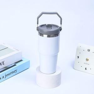 Gobelet de voyage isotherme à double paroi avec poignée antidérapante pour voiture, 20oz 30oz, avec couvercle et paille, pour la route et la maison - Product Image 4