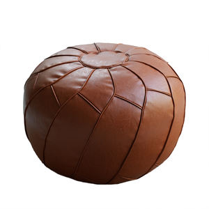 Round Foot Stool Ottoman - Storage Bean Bag Floor Chair - Luxury Leather <strong>Pouffe</strong> - <strong>Small</strong> Foot Rest for Living Room Kids Room - Product Image 5