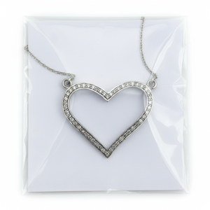 Collar con colgante de corazón de piedras preciosas de circón de 20mm hecho a mano con cadena de eslabones de 22 pulgadas estilo Vintage de buena calidad para regalo de boda de mujer - Product Image 1