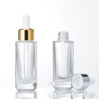 Lot de 6 fioles compte-gouttes en verre avec compte-gouttes or rose, bouteilles plates et carrées, vente en gros, 10ml, 15ml, 30ml
