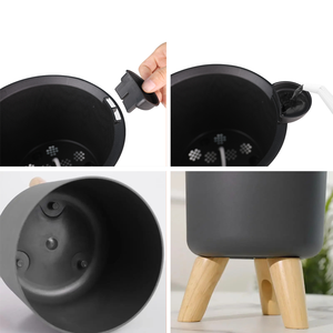 Pot de fleurs auto-arrosant sur pieds <span class=keywords><strong>en</strong></span> bois, pot de fleurs sur pied, conteneur <span class=keywords><strong>en</strong></span> plastique, pot à bonsaï, décorations pour la maison, intérieur - Product Image 2