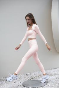 2024 femmes à manches longues vêtements de sport grande taille Fitness Yoga ensembles avec fermeture à la taille élastique nouveau Style - Product Image 3